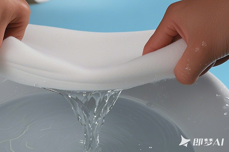 寵物隔尿墊吸水棉，聚酯纖維材料的吸水棉，不是純棉，展示高效吸水性能效果圖，750_450 ，高清。